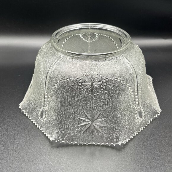 VTG Stippled Pressed Glass Light Shade Starburst Atomic Mid Century 3.25” Fit - Picture 2 of 8
